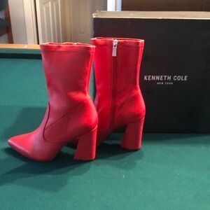 Kenneth Cole Women’s Galla Boots, crimson red leather.